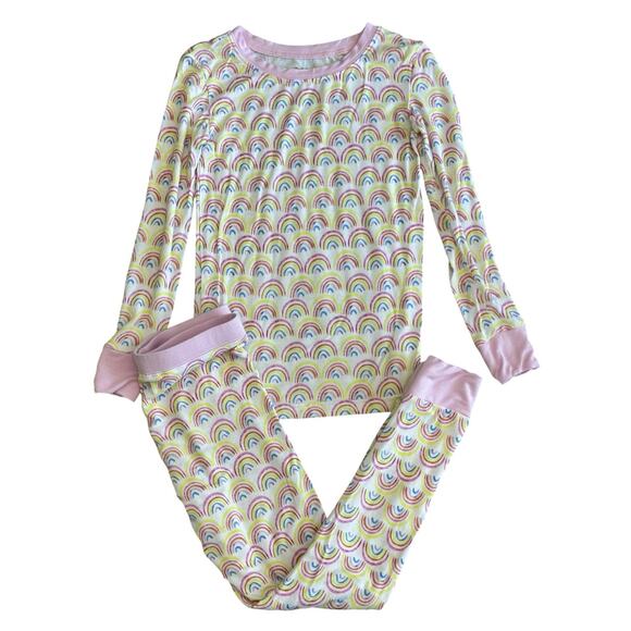 LITTLE SLEEPIES Pink Rainbow Pajama Set Size 5/6 - Picture 1 of 8